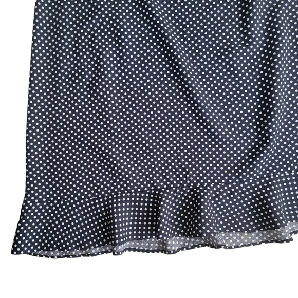 CHRISTOPHER & Banks Navy and White Polka Dot Ruffled Hem Skirt - Picture 3 of 6